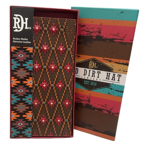 New Red Dirt Hat Co Unisex Wallet Rodeo Leather Southwest RedTan 23111876W16 - Picture 2 of 16